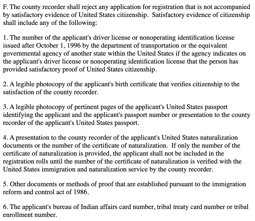 Requirements to vote based on the law.