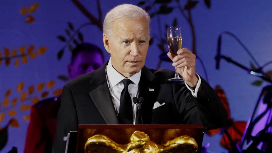 U.S. President Joe Biden toasts with Australia’s Prime Minister Anthony Albanese (not pictured) during an official State Dinner at the White House in Washington, D.C., Oct. 25, 2023. 