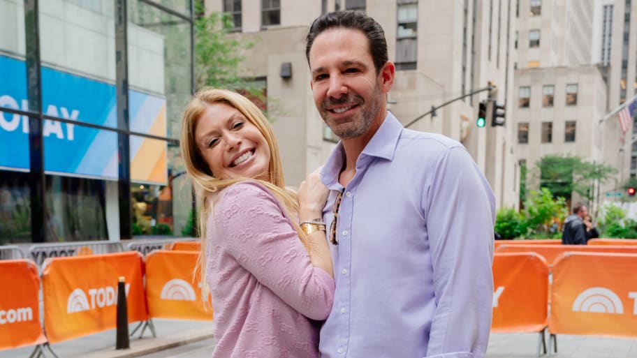 Jill Martin and Erik Brooks smile together outside of NBC Studios in 2022.