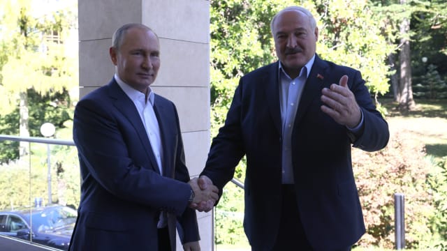 Alexander Lukashenko and Vladimir Putin meet in Sochi, Russia.