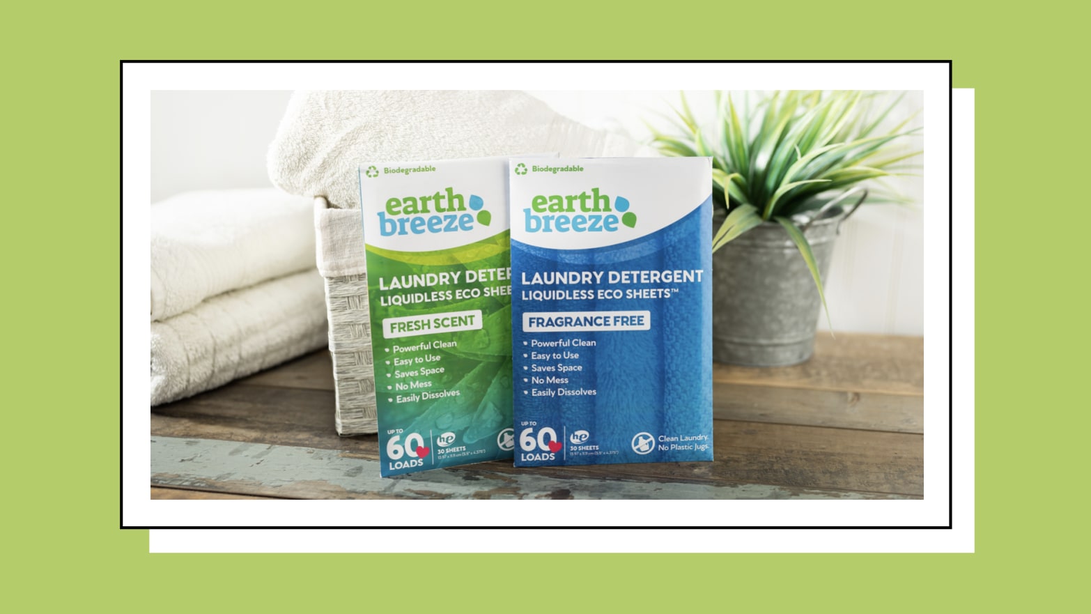 Earth Breeze products on a table. 
