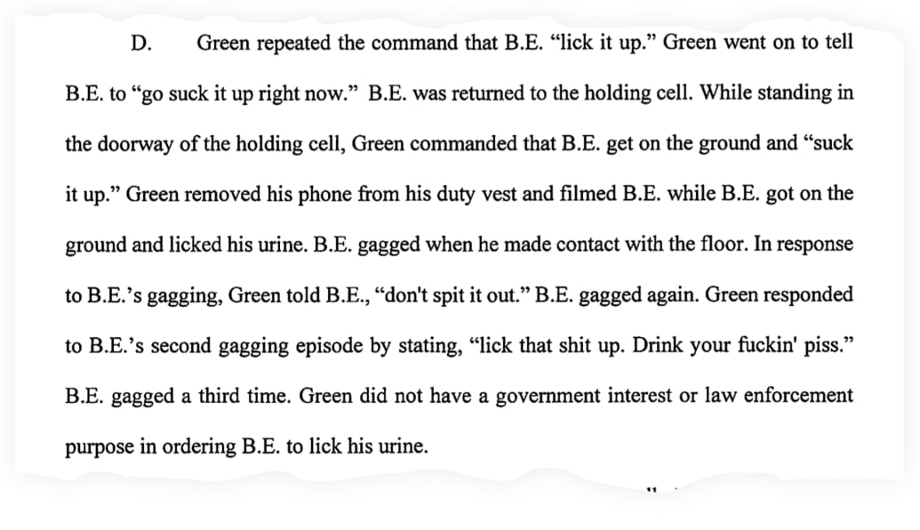 A snippet from court documents charging Michael Christian Green with federal civil rights violations.