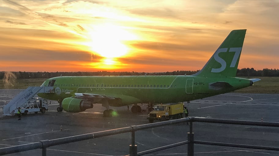 aircraft of S7 Airlines at the Tomsk Bogashevo Airport