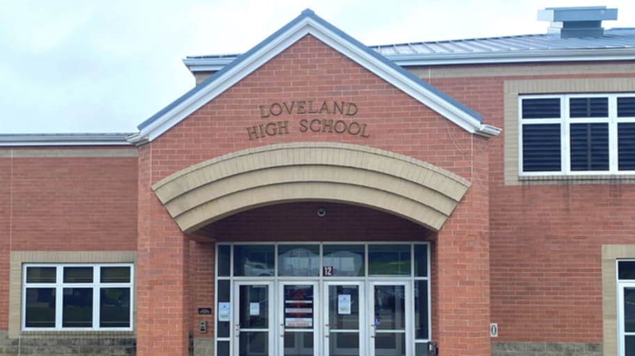 A photo of the front of Loveland High School