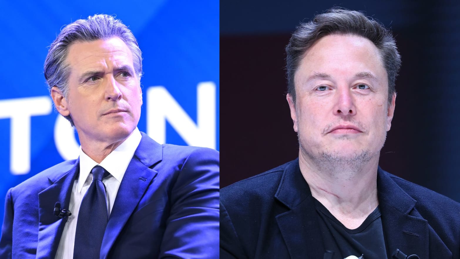 California Gov. Gavin Newsom and Elon Musk