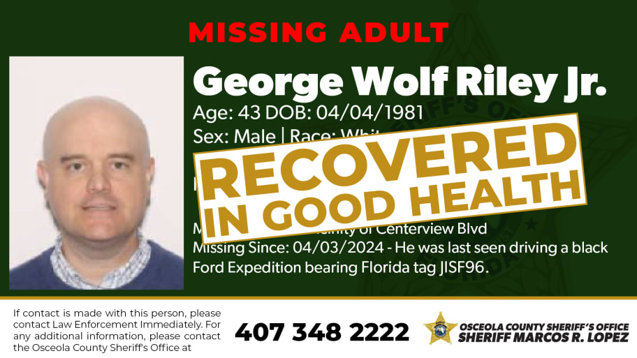 A missing poster for George Riley Jr. 