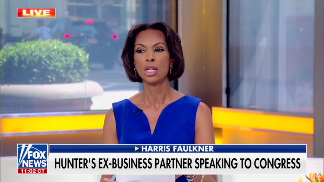 Fox News host Harris Faulkner speaks during an episode of her show.