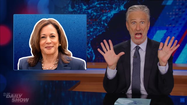 Jon Stewart mocks conservatives’ attempts to attack Kamala Harris after she became the presumptive nominee. 