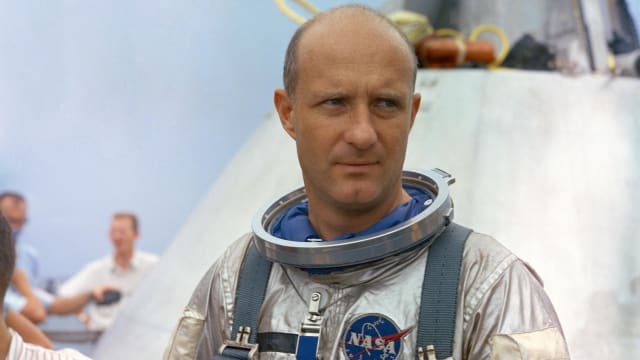 Tom Stafford pictured in a spacesuit during a training session.