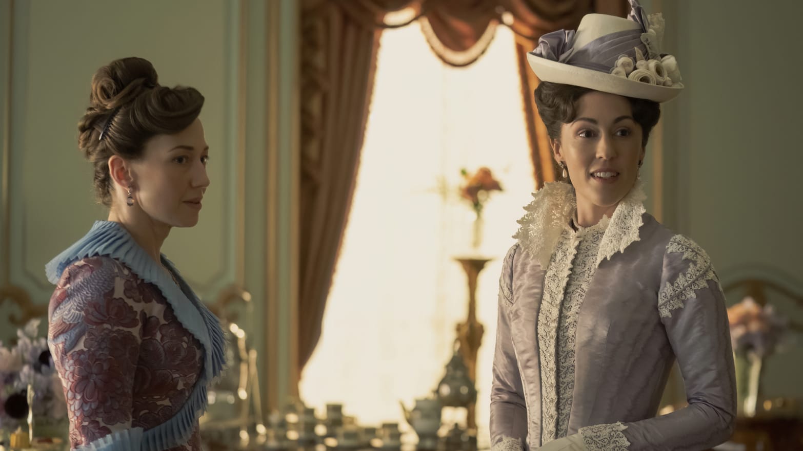 Photo still of Kelley Curran and Carrie Coon in "The Gilded Age"