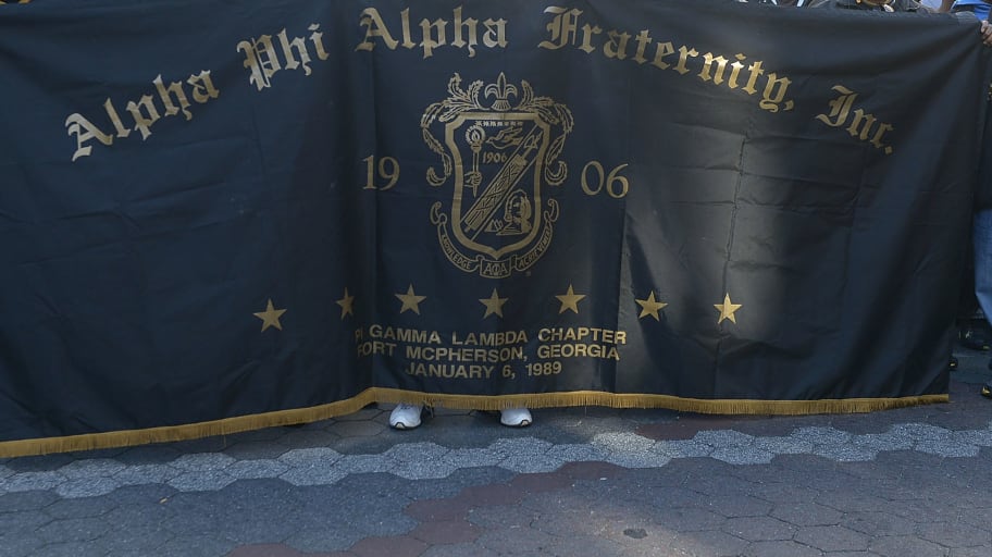 An Alpha Phi Alpha Fraternity flag