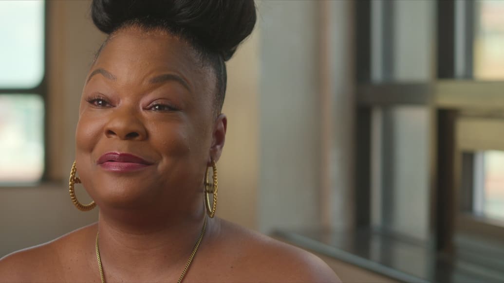 A production still of Roxanne Shanté in Ladies First: A Story of Women in Hip-Hop.