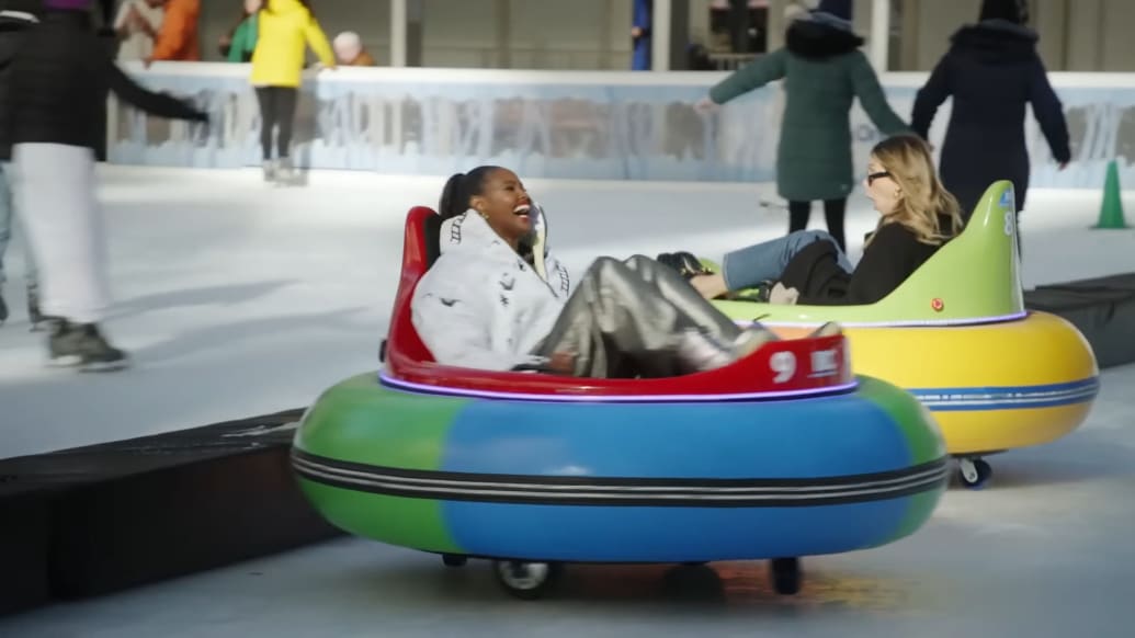 Ubah and Erin on the bumper cars.