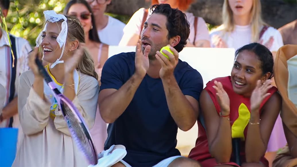 Bachelor Joey Graziadei invites the ladies on a tennis group date in episode 3.