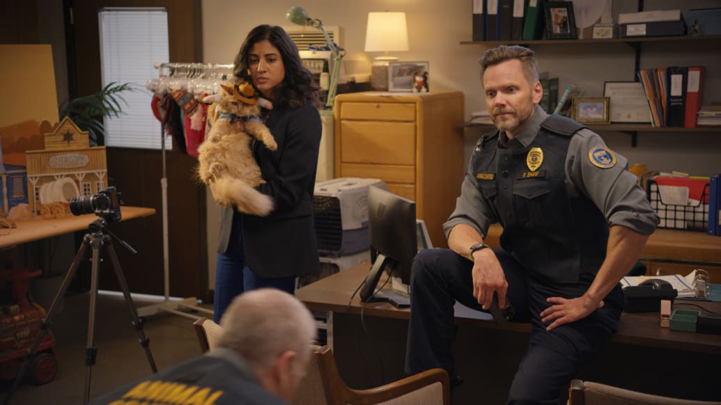 Vella Lovell and Joel McHale in Animal Control.
