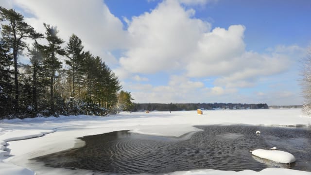 A frozen pond in Southern Maine.