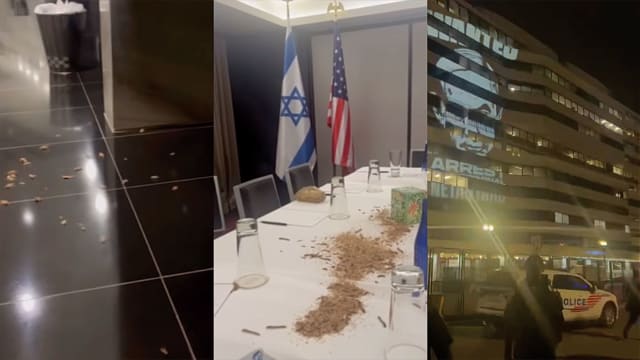 Pro-Palestine protesters dumped maggots at the Watergate Hotel during Israeli Prime Minister Bibi Netanyahu’s visit to Washington.