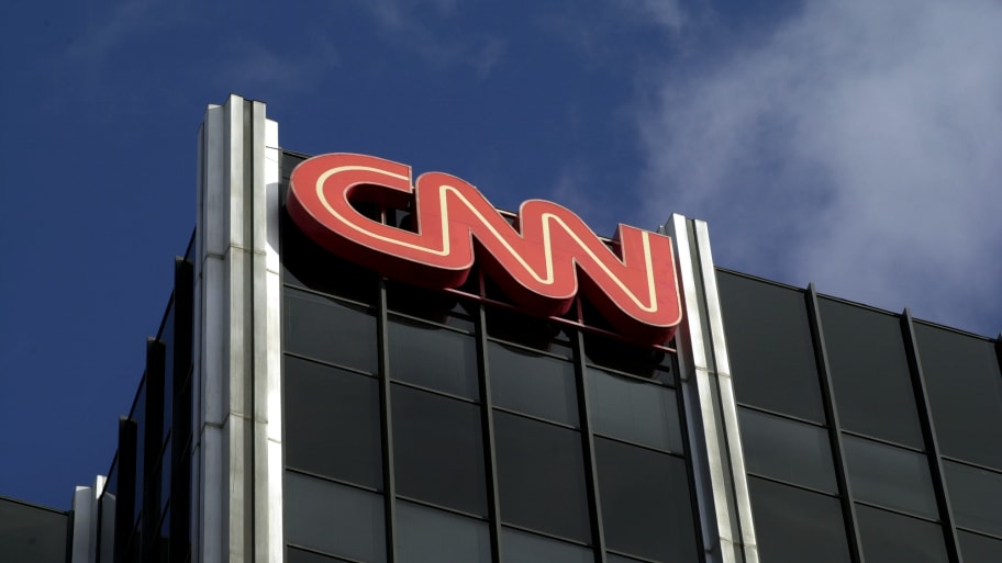 The CNN logo on a building.
