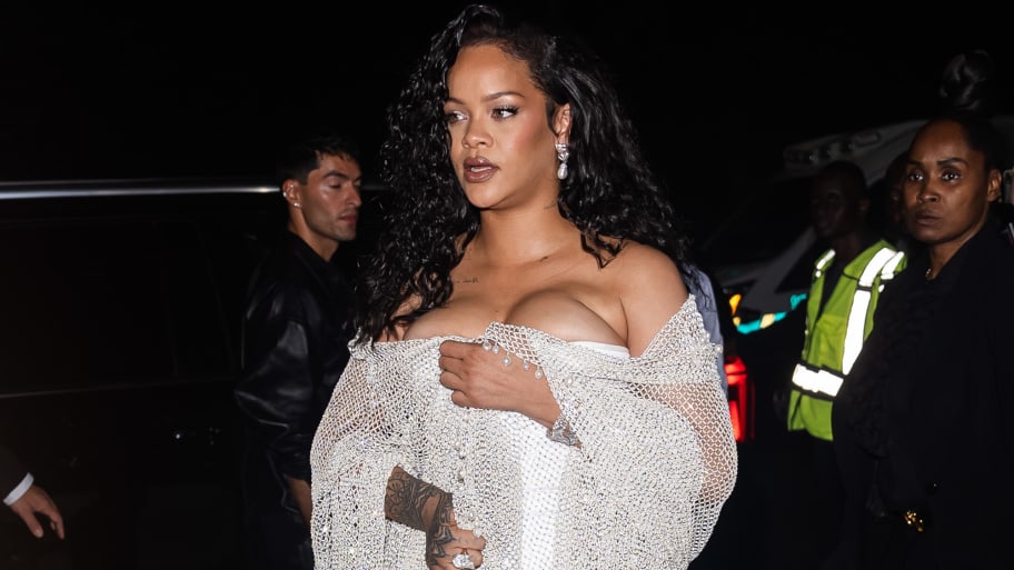 Rihanna attends the Alaia fashion show during New York Fashion Week