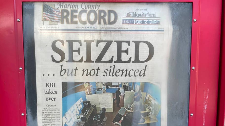 The first edition of the Marion County Record since its newsroom in central Kansas was raided by police.