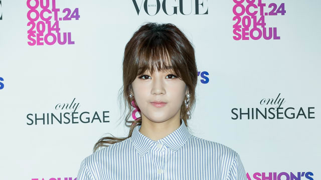 South Korean singer Park Bo-Ram attends "Vogue Fashion's Night Out" at Shinsegae Department Store on October 24, 2014 in Seoul, South Korea.
