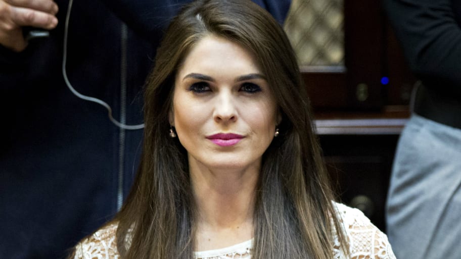 Hope Hicks, White House director of strategic communications, listens while meeting with women small business owners