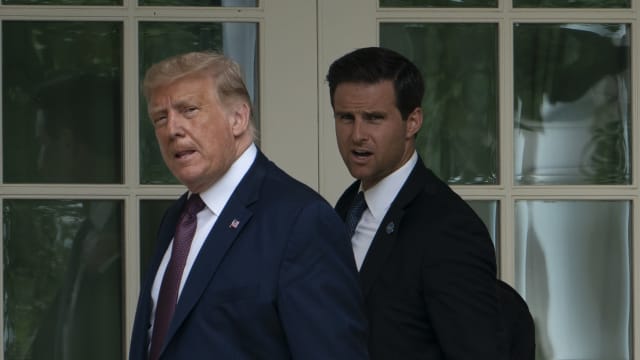 Former President Donald Trump with John McEntee at White House