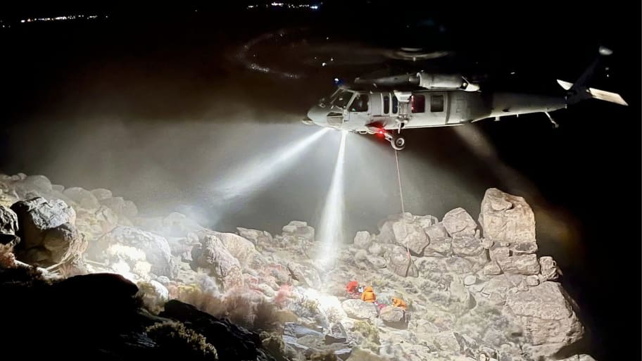 The rescue effort for a hiker pinned by a boulder in California