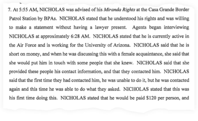 A snippet of the federal complaint against Nicholas.