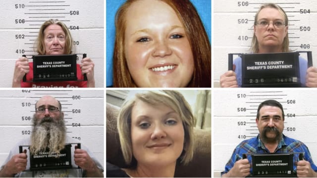 A collage of mugshots and driver license photos for Jilian Kelley, Veronica Butler, and their four alleged killers.