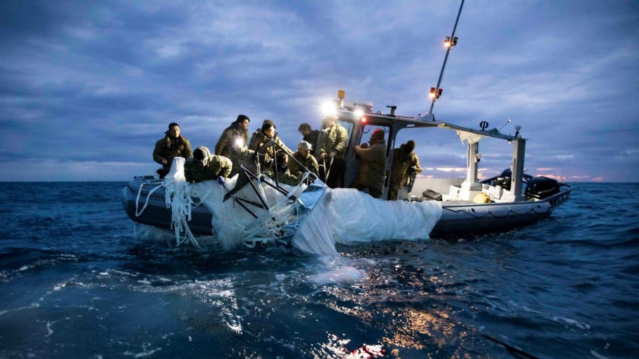 Debris from China’s suspected spy balloon being retrieved by the U.S. Navy