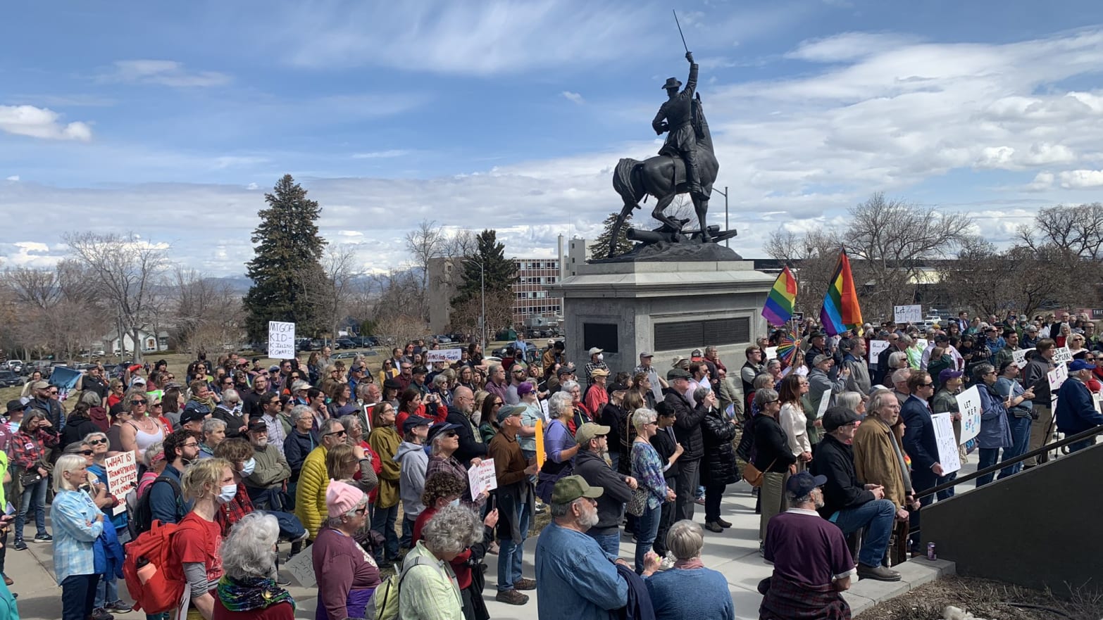 Protesters outside the Montana state Capitol