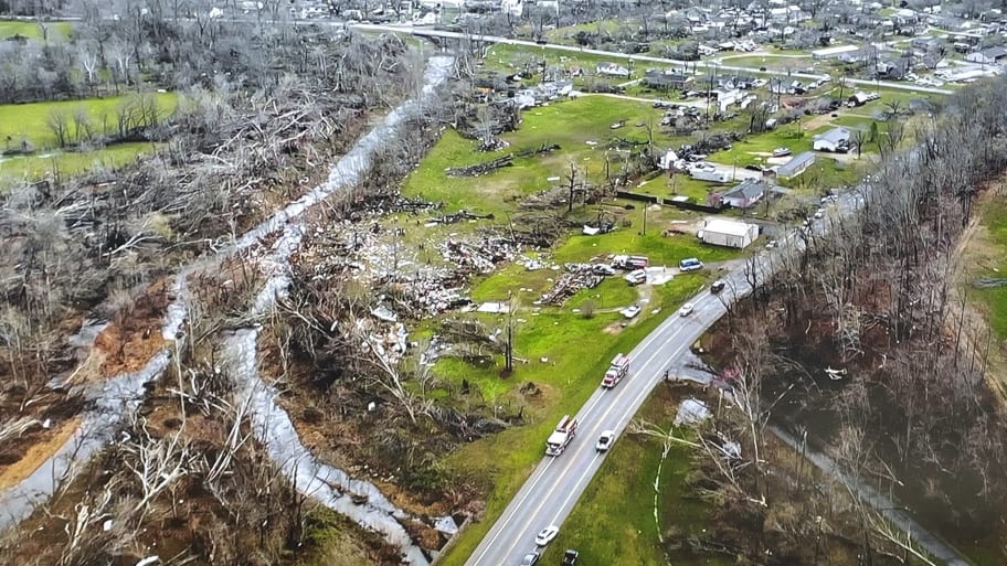 Aftermath of a tornado in the Marble Hill area of Missouri.
