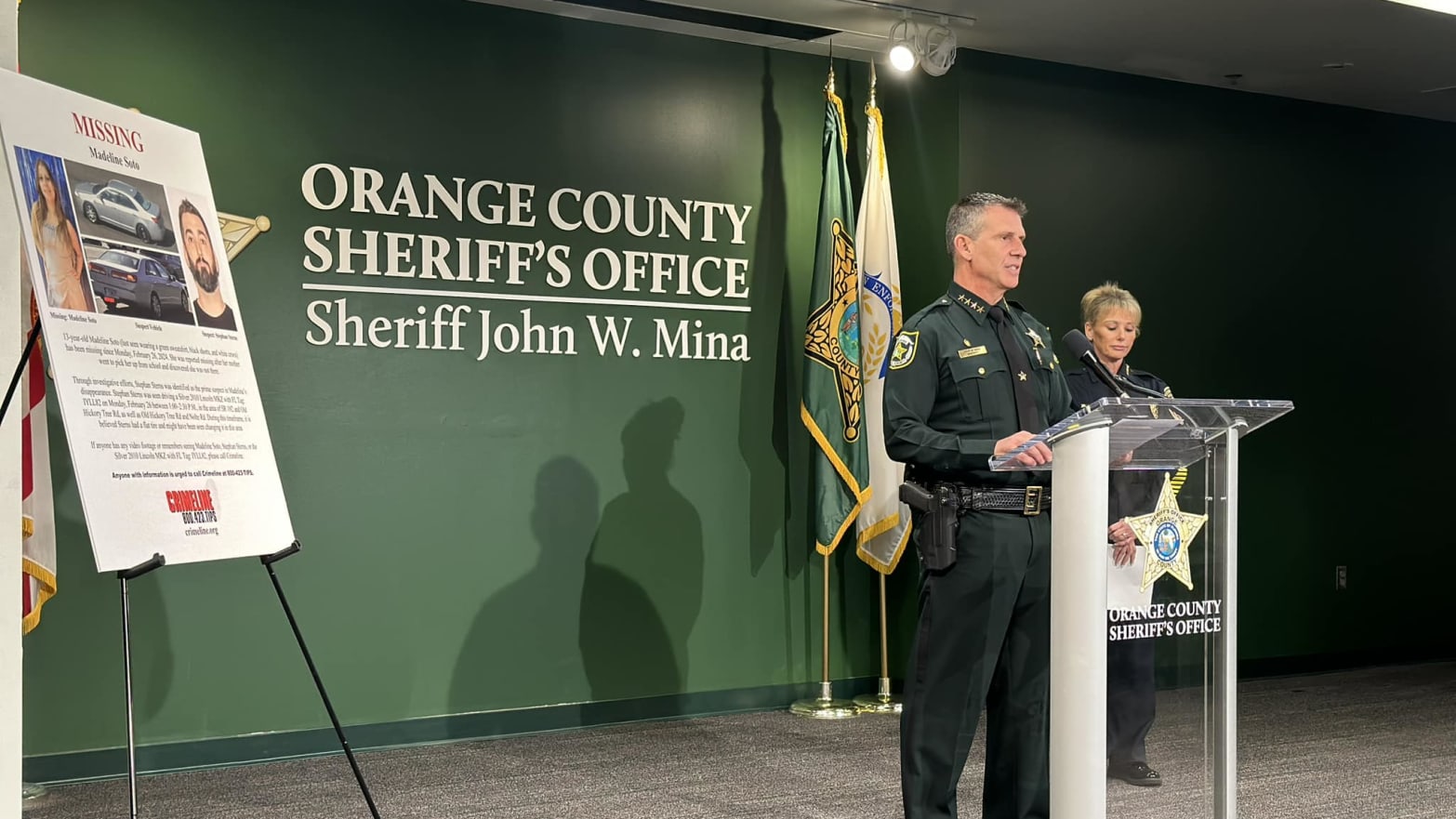 At a press conference on Friday afternoon, Orange County Sheriff John Mina discussed the discovery of missing 13-year-old Madeline Soto's body. 