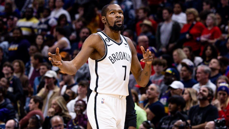 Brooklyn Nets forward Kevin Durant playing against the New Orleans Pelicans.