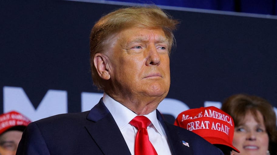 Donald Trump attends a campaign event in Manchester, New Hampshire, U.S., April 27, 2023. 