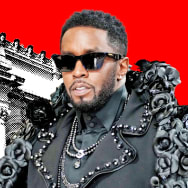 A photo illustration of Sean ‘Diddy’ Combs in front of the Metropolitan Museum of Art