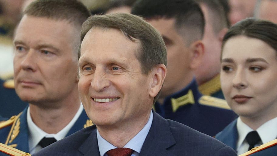 Sergei Naryshkin, head of Russia’s foreign intelligence agency, attends a meeting of Russian President Vladimir Putin with graduates of the country's military higher education institutions at the Kremlin in Moscow, Russia June 21, 2023.
