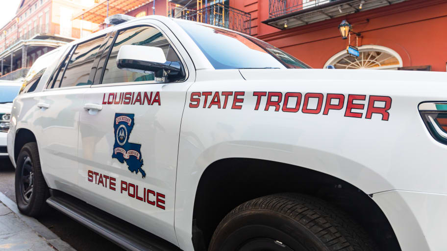Louisiana state trooper vehicle in the New Orleans French Quarter.