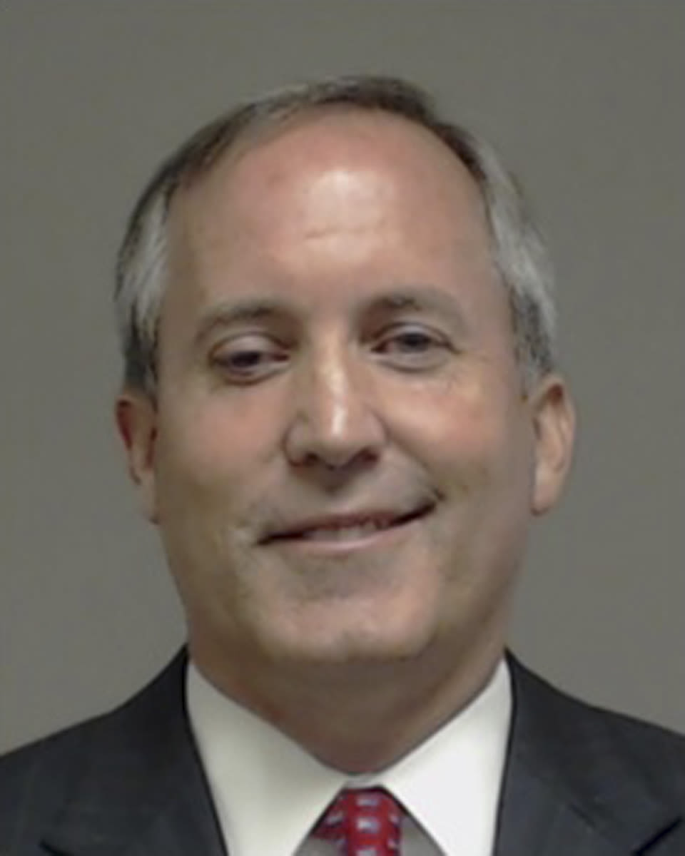 Ken Paxton’s booking photo from his arrest on felony securities fraud