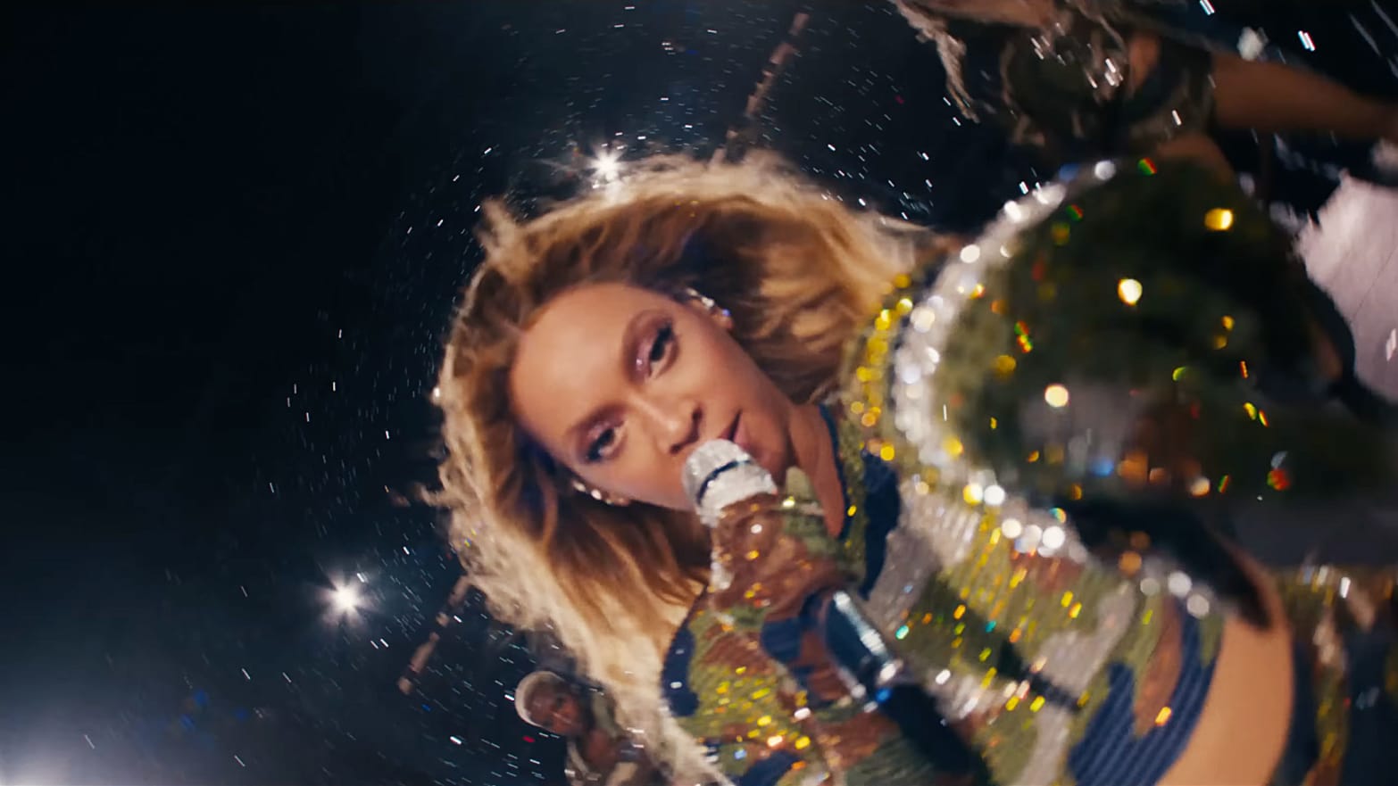 A still from the Beyonce film Renaissance showing Beyonce performing.