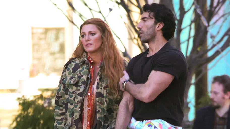 Blake Lively and Justin Baldoni on the set of "It Ends With Us."