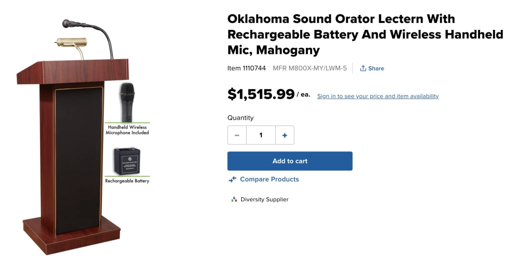 The “Oklahoma Sound Orator Lectern.”