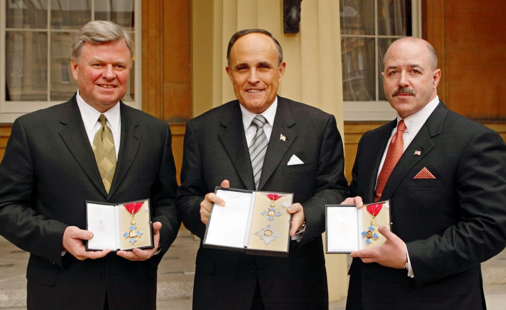 Former New York Mayor Rudolph Giuliani with his Knighthood of the British Empire (KBE) medal.