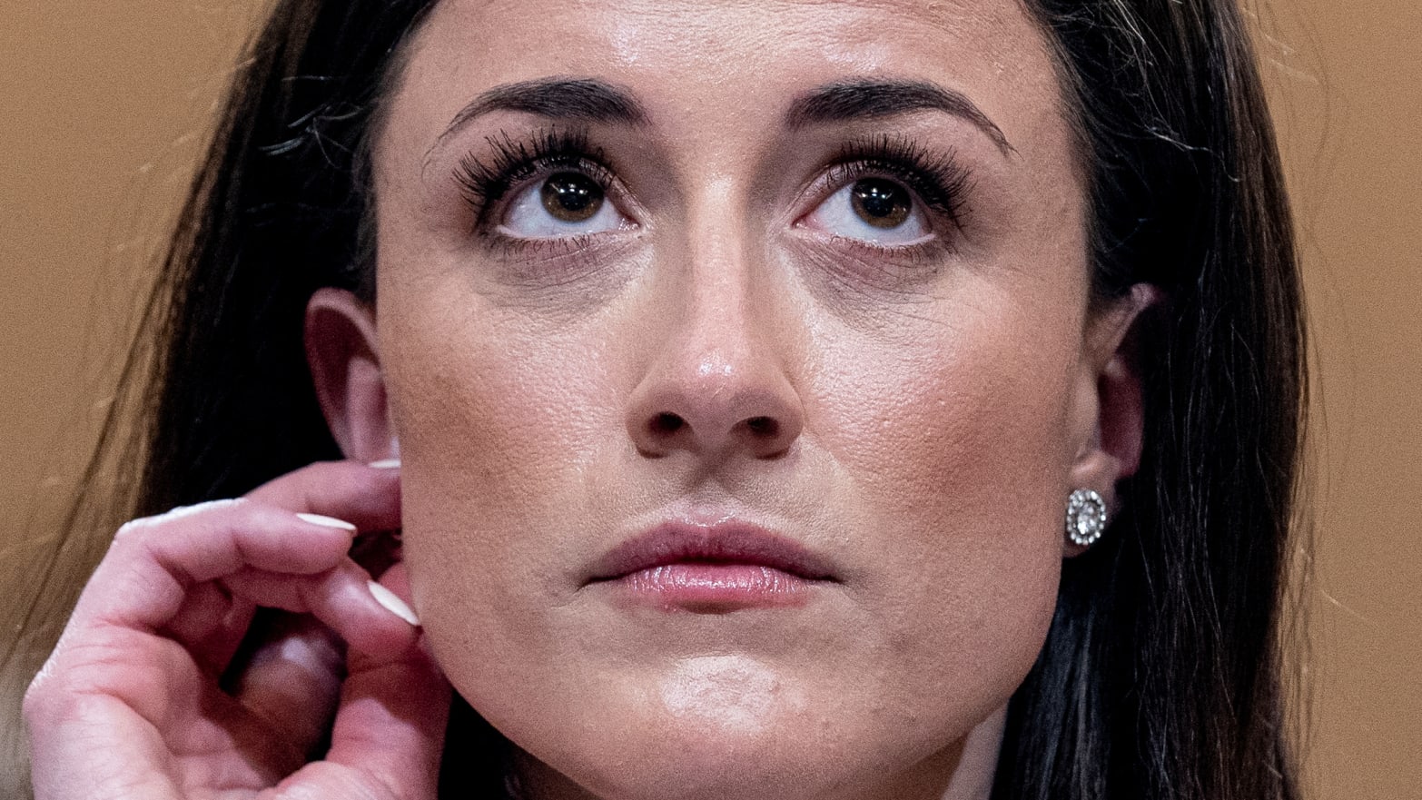 A photo of former Trump aide Cassidy Hutchinson as she testifies during a public hearing by the U.S. House Select Committee investigating the January 6 Attack on the U.S. Capitol.