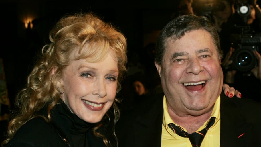 Actor and comedian Jerry Lewis poses with actress Stella Stevens at a special screening of Lewis's film "The Nutty Professor" at Paramount Studios in Hollywood, October 12, 2004.