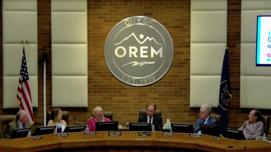 A screenshot from an Orem City council meeting.
