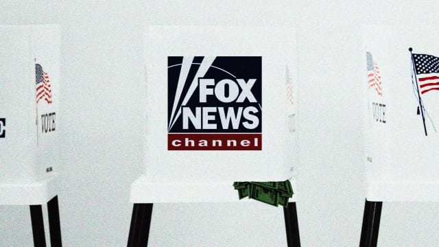 illustration of voting tables with FoxNews logos on them.