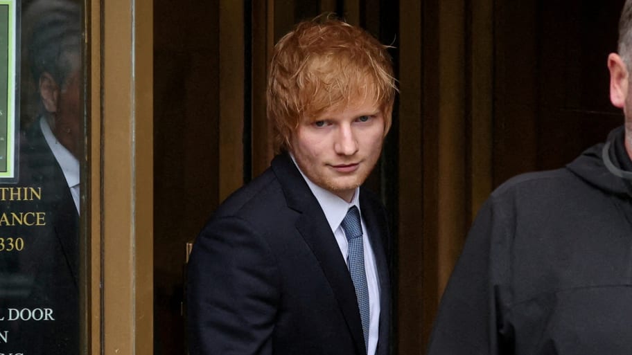Singer Ed Sheeran departs the Manhattan federal court.