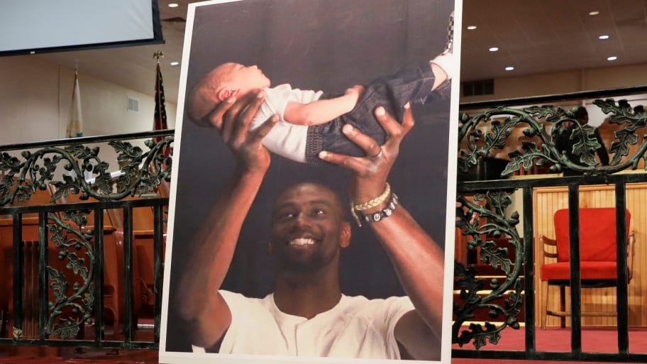 A view of a picture of Tyre Nichols during a news conference